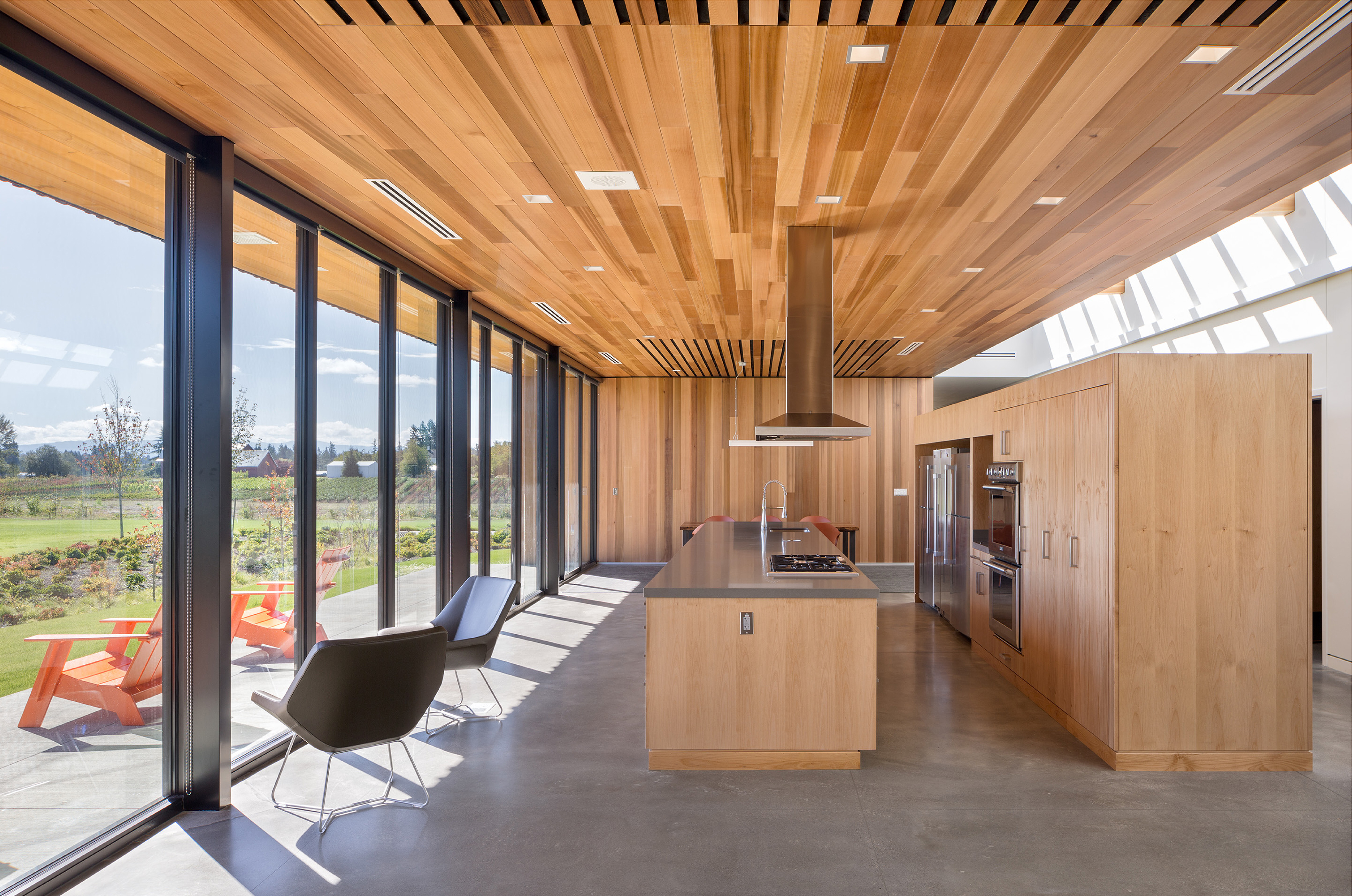 A wooden kitchen at Fire Station 76